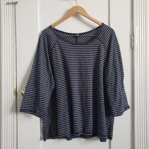 George Navy Striped Women's Shirt with Gentle 3/4 Sleeve XXL